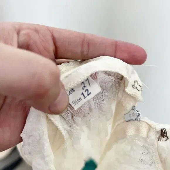 [Vintage] 60s 70s Cream Mock Neck Groovy Floral Print Bow Maxi Dress Sz Medium M - Picture 12 of 12